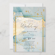 Hermosa Boda de Oro de Vidrio Marítimo Invitan a l