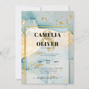 Invitación Hermosa Boda de Oro de Vidrio Marítimo Invitan a l