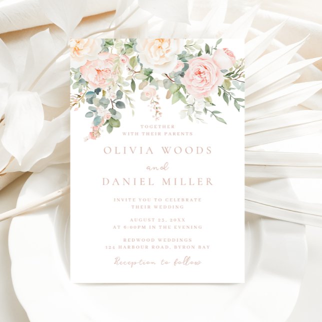 Invitación Hermosa boda de primavera con flores de Rubor (Subido por el creador)