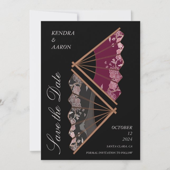 Invitación Hermosa boda japonesa moderna salva la fecha (Anverso)