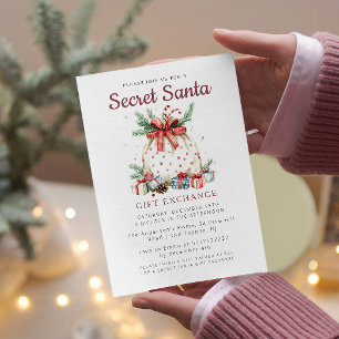 Invitación Hermosa bolsa de regalo, Fiesta secreto de Navidad