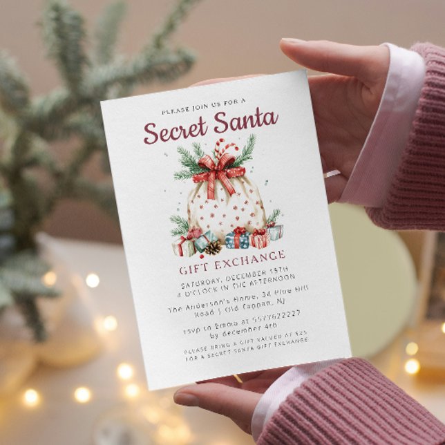 Invitación Hermosa bolsa de regalo, Fiesta secreto de Navidad (Subido por el creador)