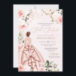 Invitación Hermosa Bonito con Rosa Rubor rosa dulce 16<br><div class="desc">Elegante y lujoso diseño con rosas blancas y rosas blandas,  acentos dorados y una hermosa muñeca en un lujoso y florido vestido de bolas. Todo el texto es completamente personalizable.</div>