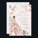 Invitación Hermosa Bonito con Rosa Rubor rosa dulce 16<br><div class="desc">Elegante y lujoso diseño con rosas blancas y rosas blandas,  acentos dorados y una hermosa muñeca en un lujoso y florido vestido de bolas. Todo el texto es completamente personalizable.</div>