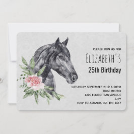 Invitación Hermosa Cabeza de Caballo en Acuarela