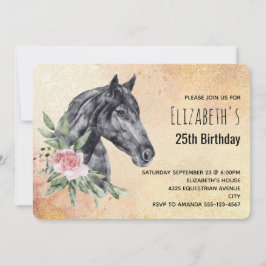 Invitación Hermosa Cabeza de Caballo en Acuarela