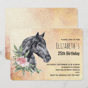 Invitación Hermosa Cabeza de Caballo en Acuarela