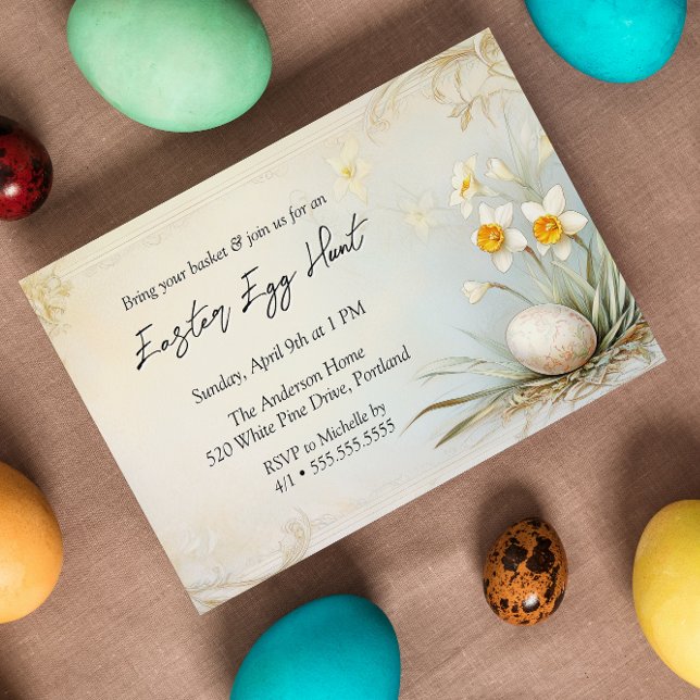 Invitación Hermosa cacería horizontal de huevos de Pascua (Subido por el creador)