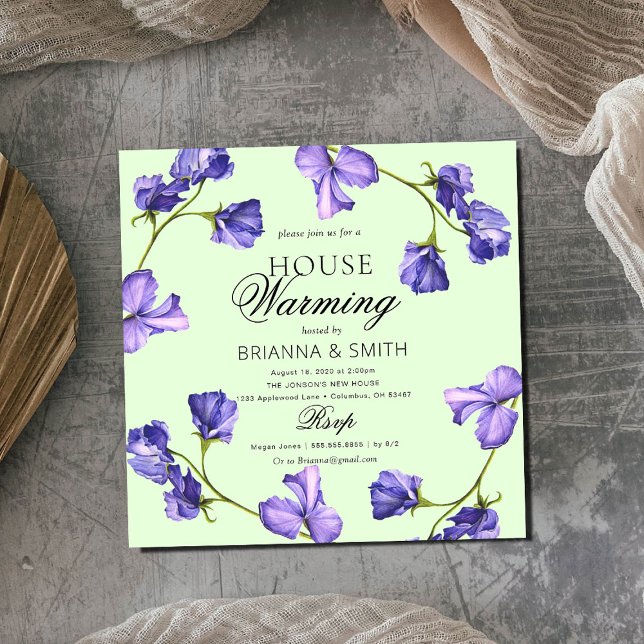 Invitación Hermosa casa morada floral (Subido por el creador)