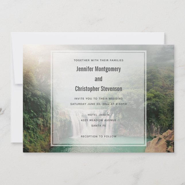 Invitación Hermosa cascada por un exuberante Boda de la Selva (Anverso)