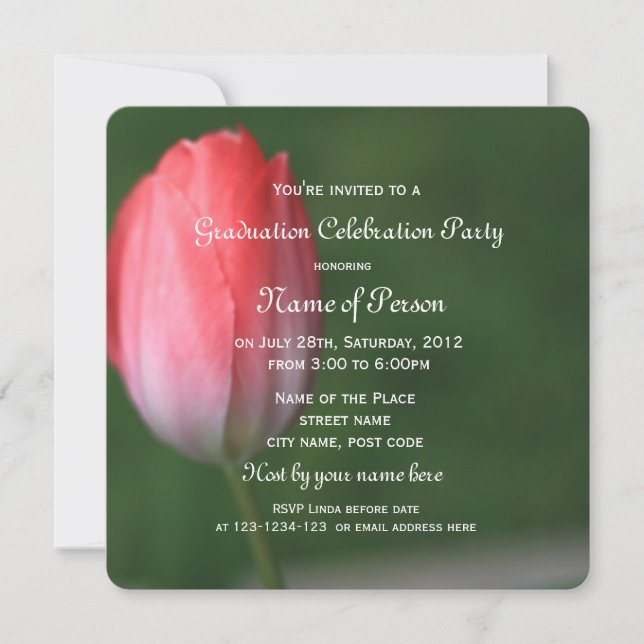 Invitación hermosa celebración de la graduación de la flor de (Anverso)