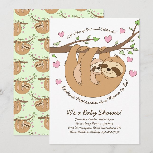 Invitación Hermosa cometa Baby Shower mamá y bebé (Anverso / Reverso)