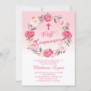 Invitación Hermosa comunión floral moderna