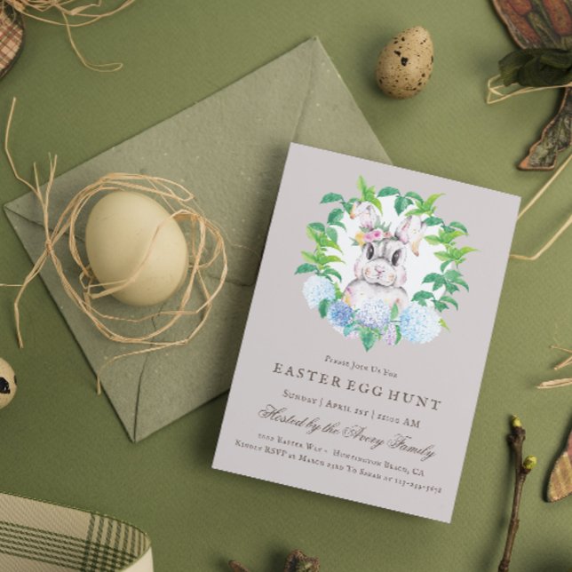 Invitación Hermosa conejita floral Wreath Semana Santa Huevos (Subido por el creador)