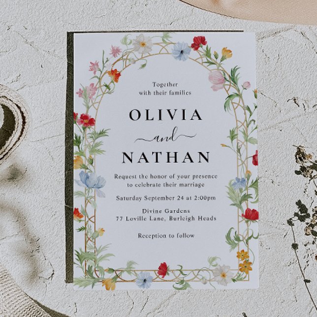 Invitación Hermosa Corona de Flores Silvestres Boda (Subido por el creador)