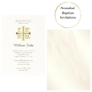 Invitación Hermosa Cruz Ortodoxa Bautismo Cristiano