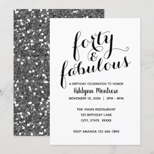 Invitación Hermosa Cuarenta y Fabuloso Cumpleaños