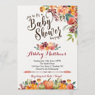 Invitación hermosa de Baby Shower de la caída,