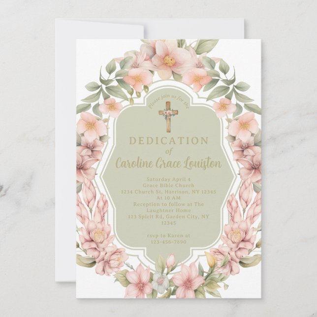 Invitación Hermosa dedicción de la Iglesia Cristiana de la Fl (Anverso)
