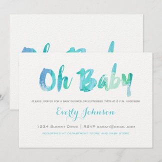 Invitación Hermosa ducha de bebé a mano