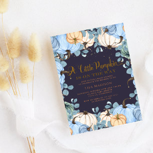 Invitación Hermosa ducha de bebé con temática de calabaza
