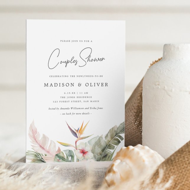 Invitación Hermosa ducha de Boda botánico tropical (Subido por el creador)