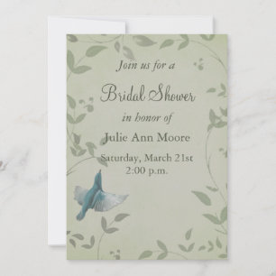 Invitación Hermosa ducha de novia Blue Bird