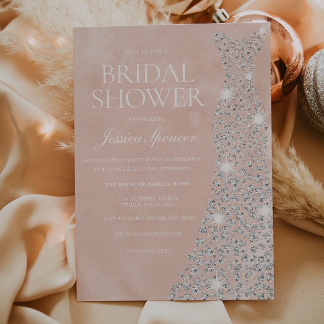 Invitación Hermosa ducha de novia con un vestido de diamante  (Subido por el creador)