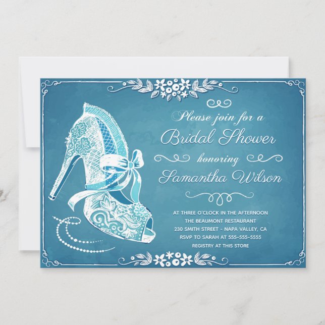 Invitación Hermosa ducha de novia con zapatos de novia (Anverso)