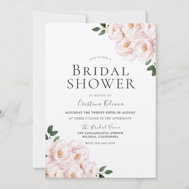 Invitación Hermosa ducha de novia elegante rosa Laid Rubor (Anverso)