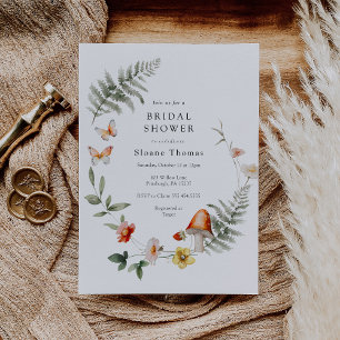 Invitación Hermosa ducha de novia en hongos forestales