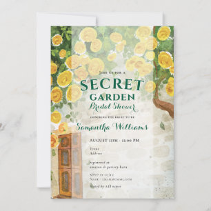 Invitación Hermosa ducha de novia encantada con rosas amarill