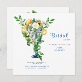 Invitación Hermosa ducha de novia floral mediterránea