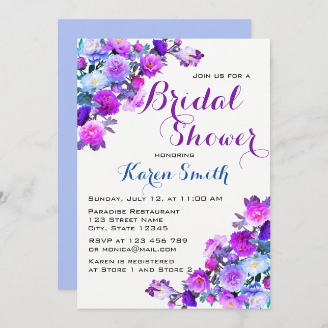 Invitación Hermosa ducha de novia invita (Anverso / Reverso)