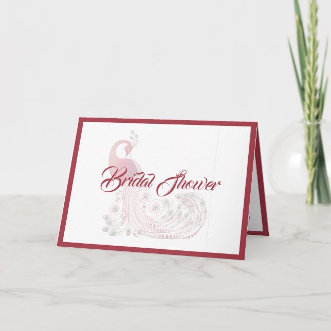 Invitación Hermosa ducha de novia pavo real (Anverso)