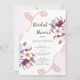 Invitación Hermosa ducha de novia Purple Lotus
