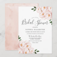 Hermosa ducha de novia suave de flores rosa Rubor