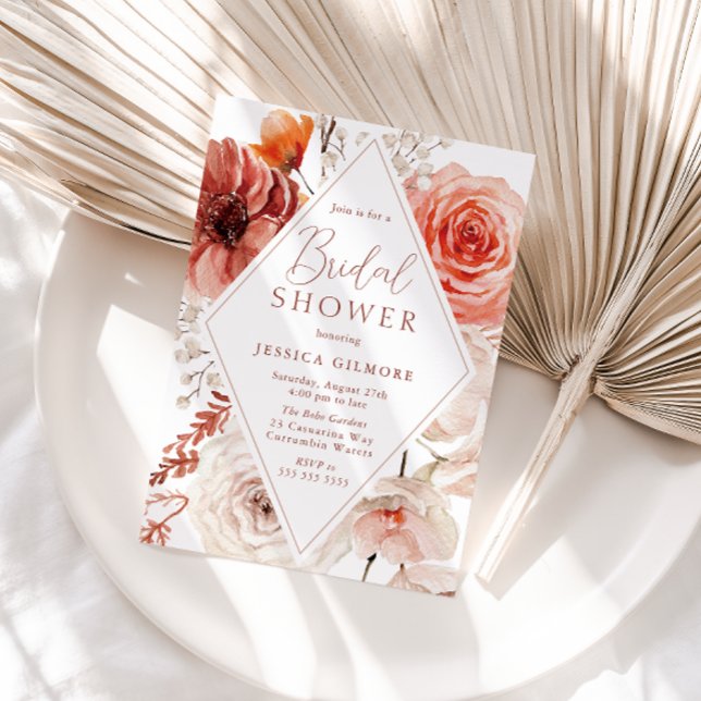 Invitación Hermosa ducha de novias con flores de Boho (Subido por el creador)