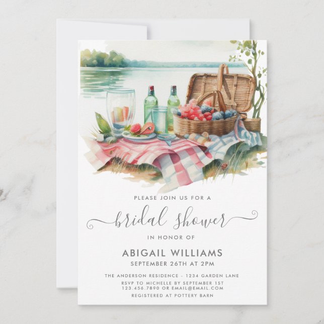 Invitación Hermosa ducha de novias con frutas del bosque del  (Anverso)