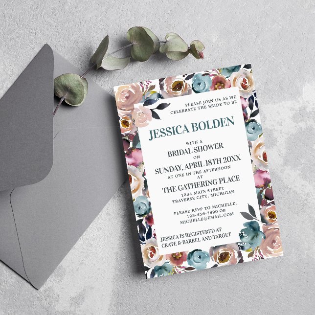 Invitación Hermosa ducha de novias con primavera floral (Subido por el creador)