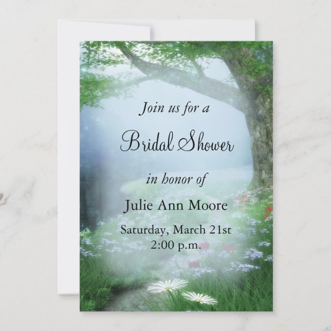 Invitación Hermosa ducha de novias en el bosque de Woodland (Anverso)
