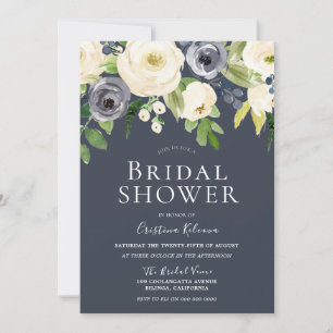 Invitación Hermosa ducha marital floral elegante de la marina