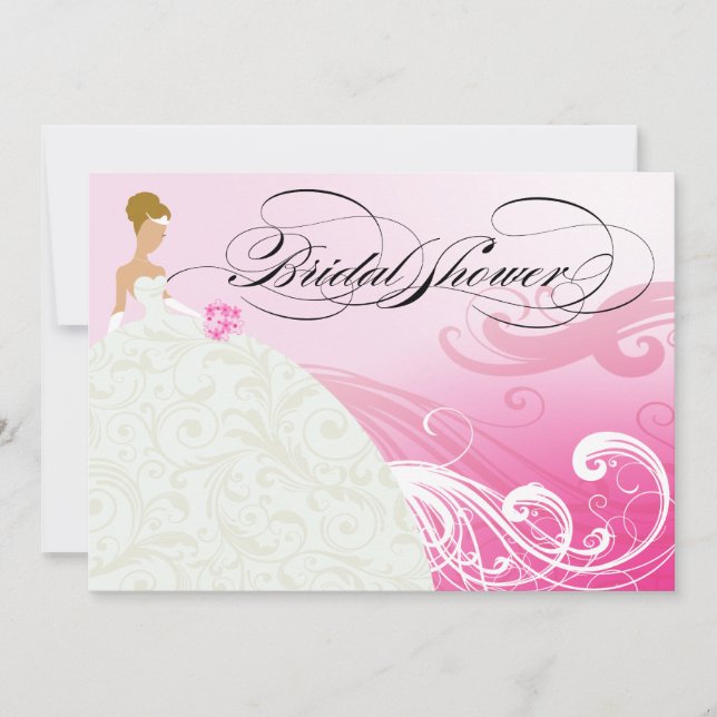 Invitación Hermosa ducha marital rosa y blanca (Anverso)