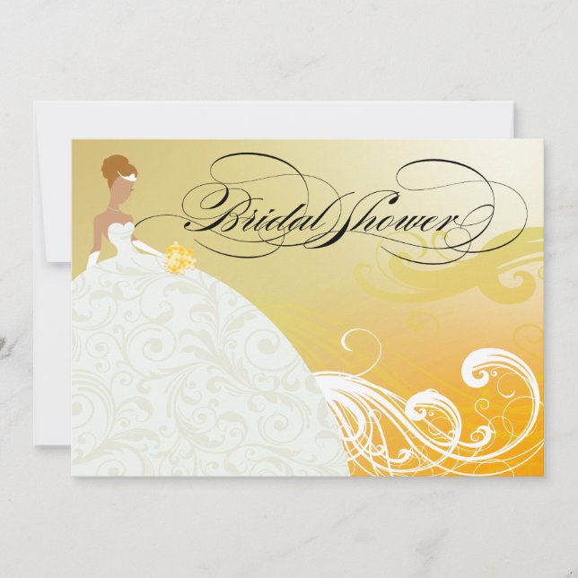 Invitación Hermosa ducha marrón amarilla y blanca (Anverso)