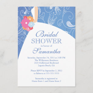 Invitación Hermosa ducha nupcial azul moderno