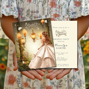 Invitación Hermosa dulzura 16 Luces Brillantes Mariposas