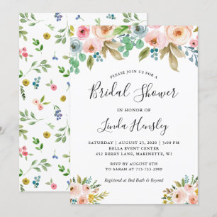 Invitación Hermosa elegancia acuarela Floral Bridal Ducha