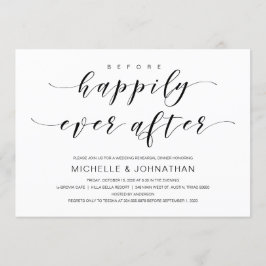 Invitación Hermosa elegancia, escritura negra, cena de ensayo