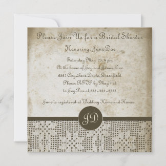 Invitación Hermosa encaje de papel antiguo monograma