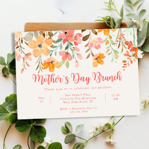 Invitación Hermosa escritura floral pastel Brunch del día de 